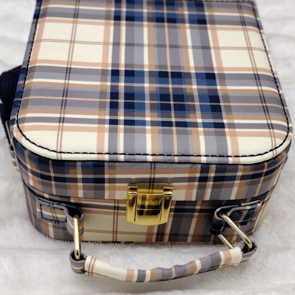 Plaid Mini Train Case Crossbody Bag – Structured Box Purse – Classic Chic - Picture 8 of 8
